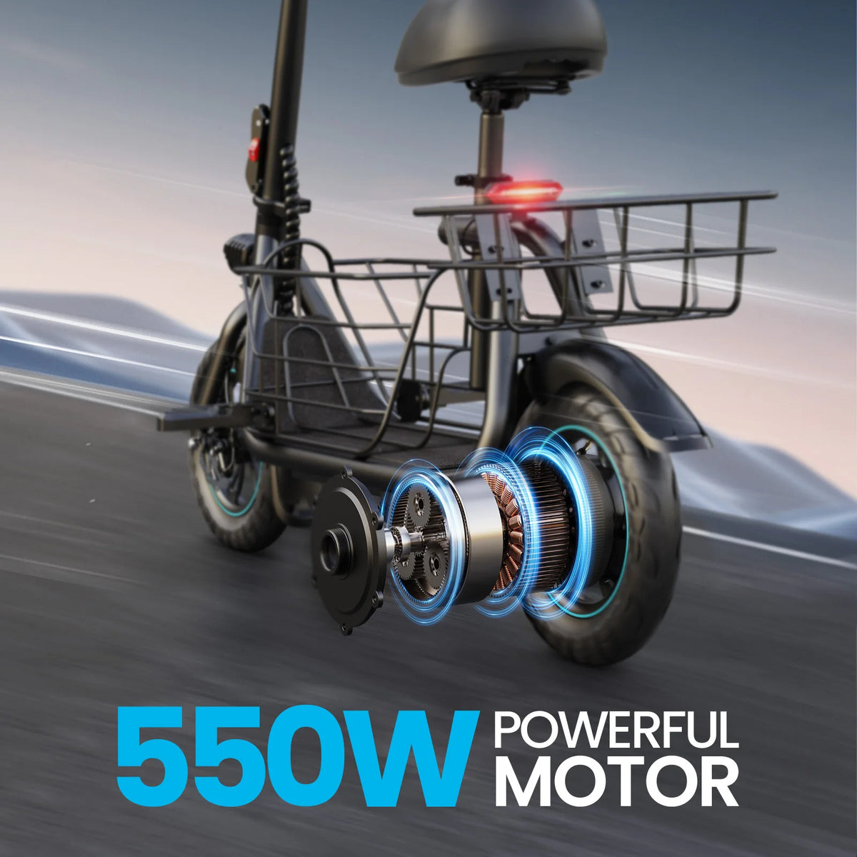 GYROSHOES UL2272 Certified Electric Scooter With Seat And Pet Baskets