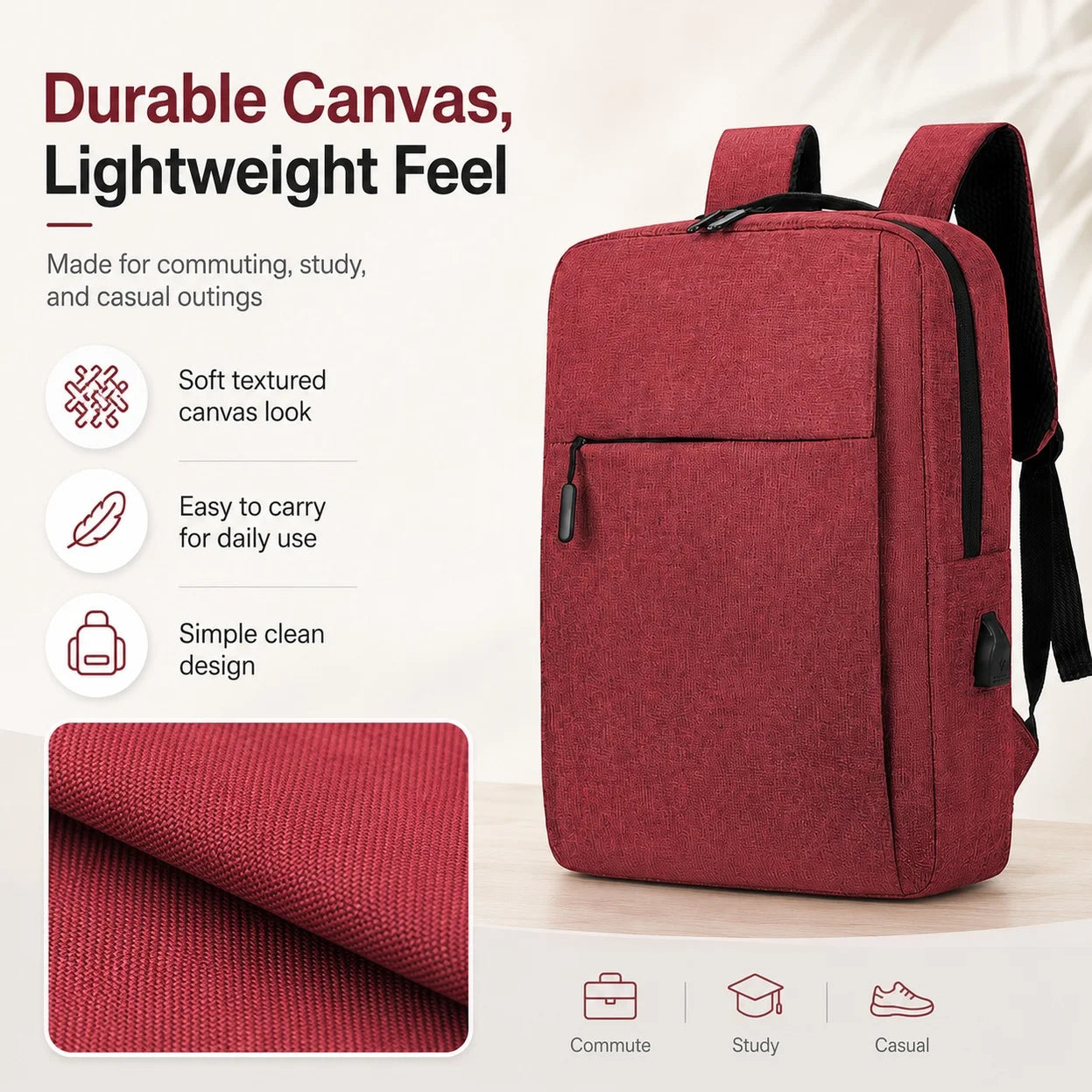 Water Resistant Business Laptop Backpack With USB Port