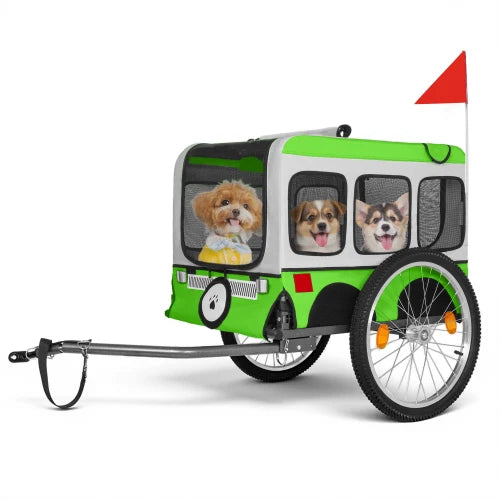 Foldable Dog Bike Trailer with All Terrain Wheels and Flag