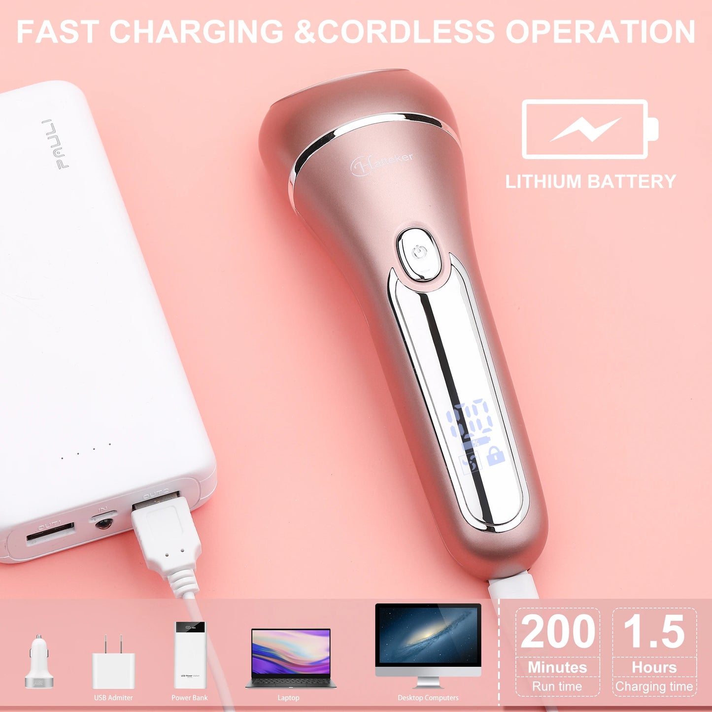 Hatteker 3-In-1 Epilator For Women USB Rechargeable Hair Removal