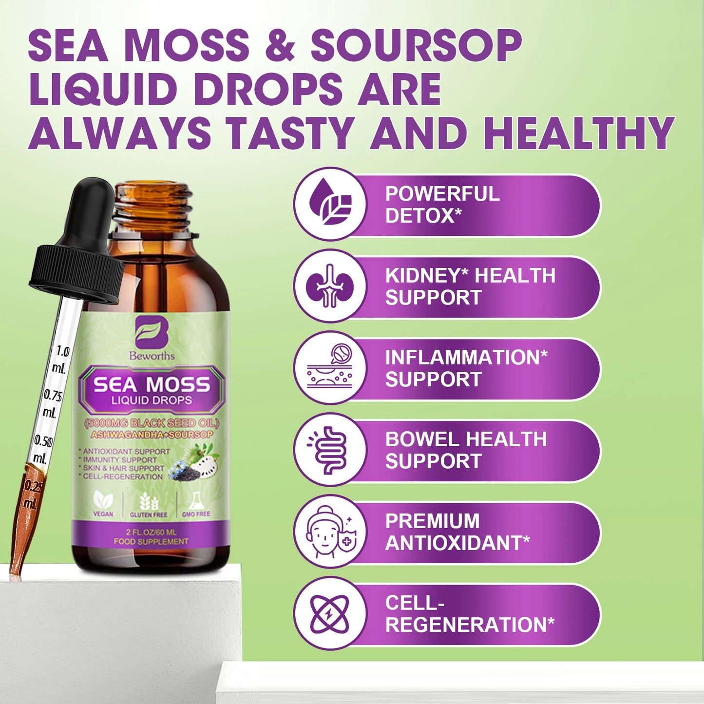 Beworths Sea Moss Extract Drops Immunity, Digestion And Kidney Health