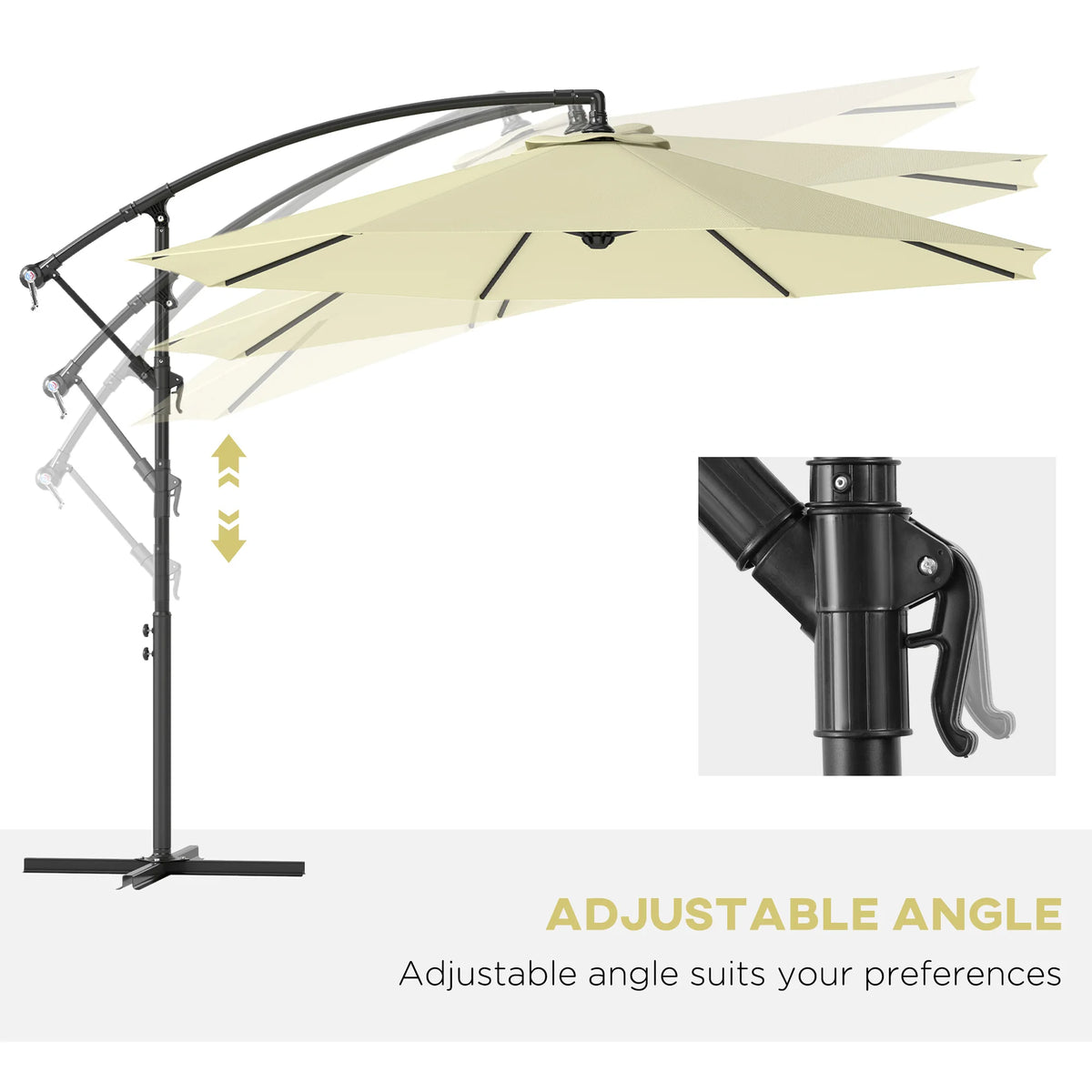 Outsunny Cantilever Offset Patio Umbrella With Tilt UV And Water Resistance
