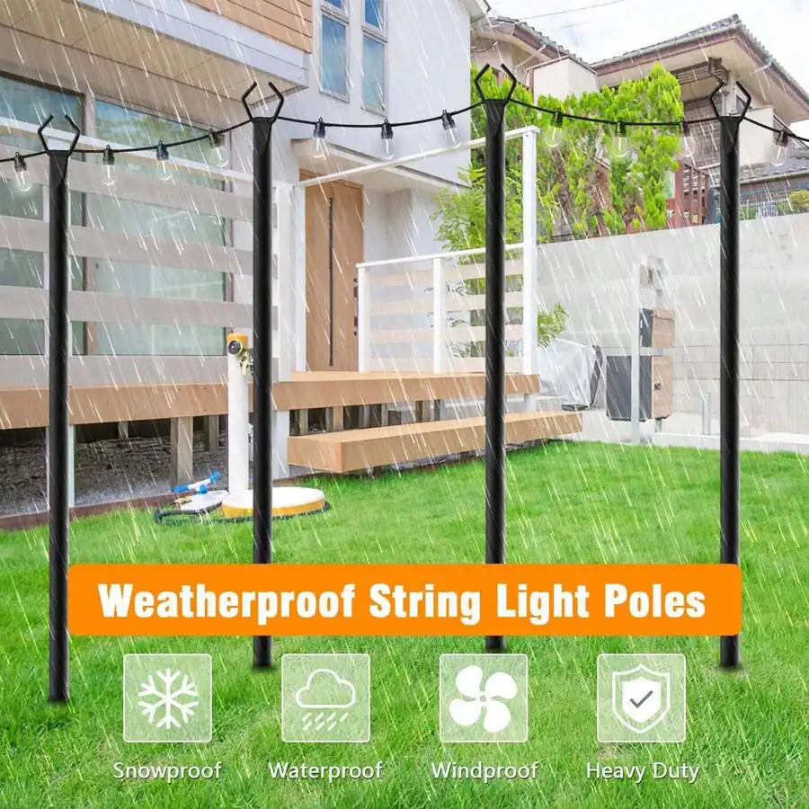 Outdoor String Light Poles With Fence Brackets For Patios