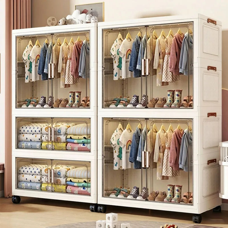 Dustproof Foldable Plastic Storage Wardrobe Cabinet Organizer