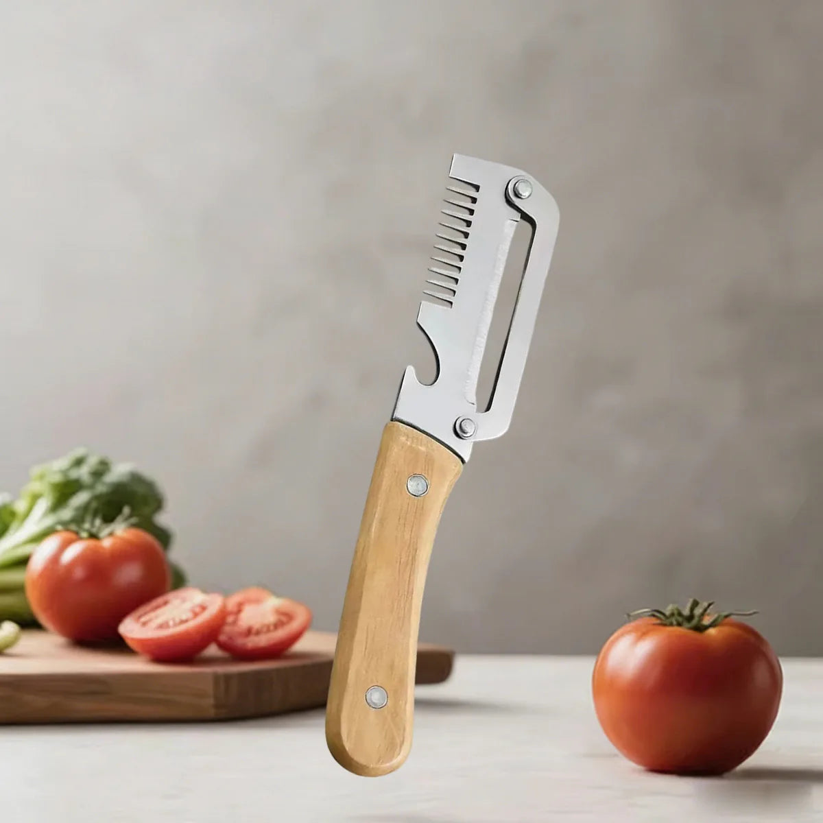 Stainless Steel Vegetable Peeler With Wooden Ergonomic Handle