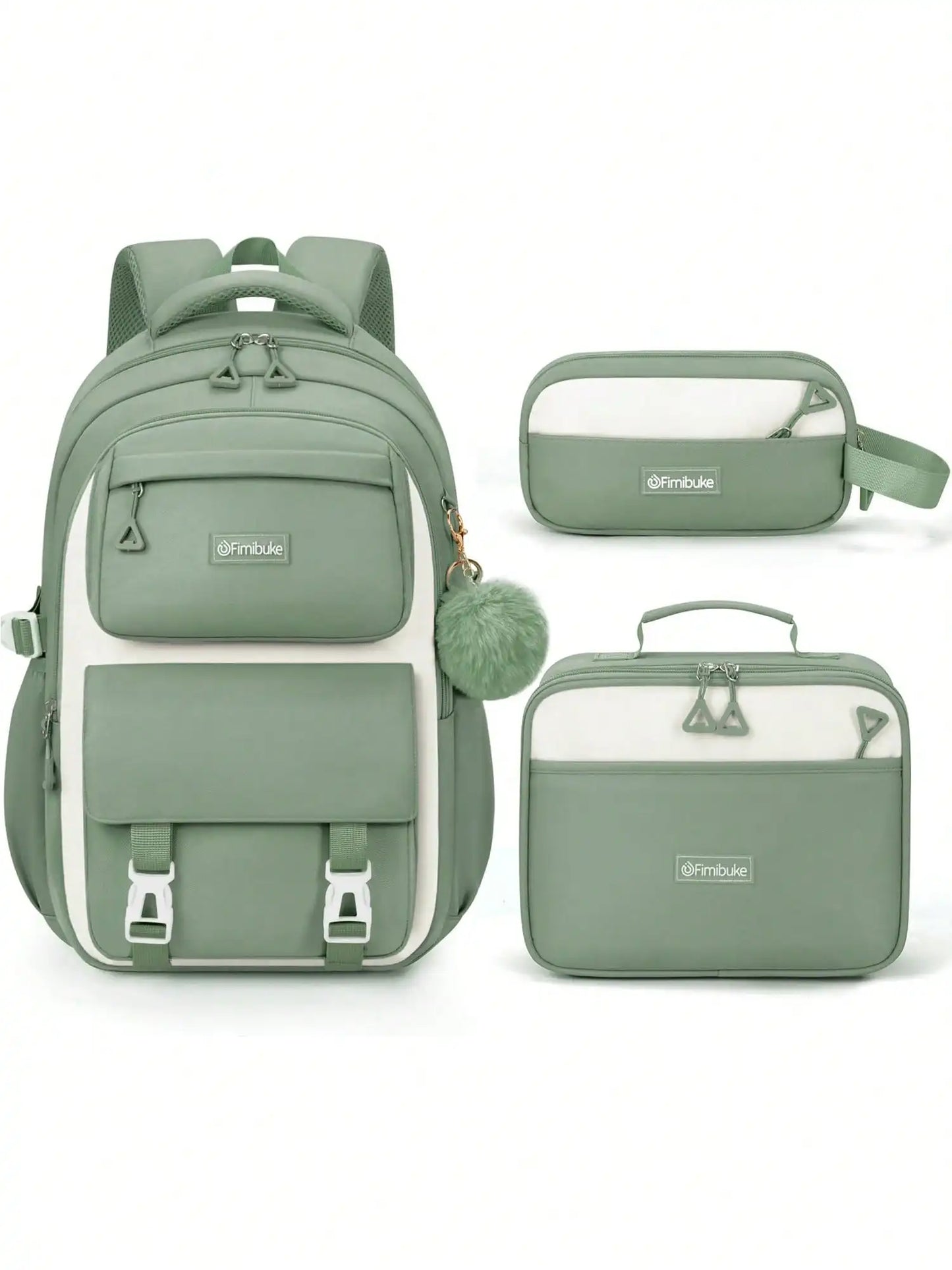 Youth Nylon Backpack Set With Lunch Box And Pen Case