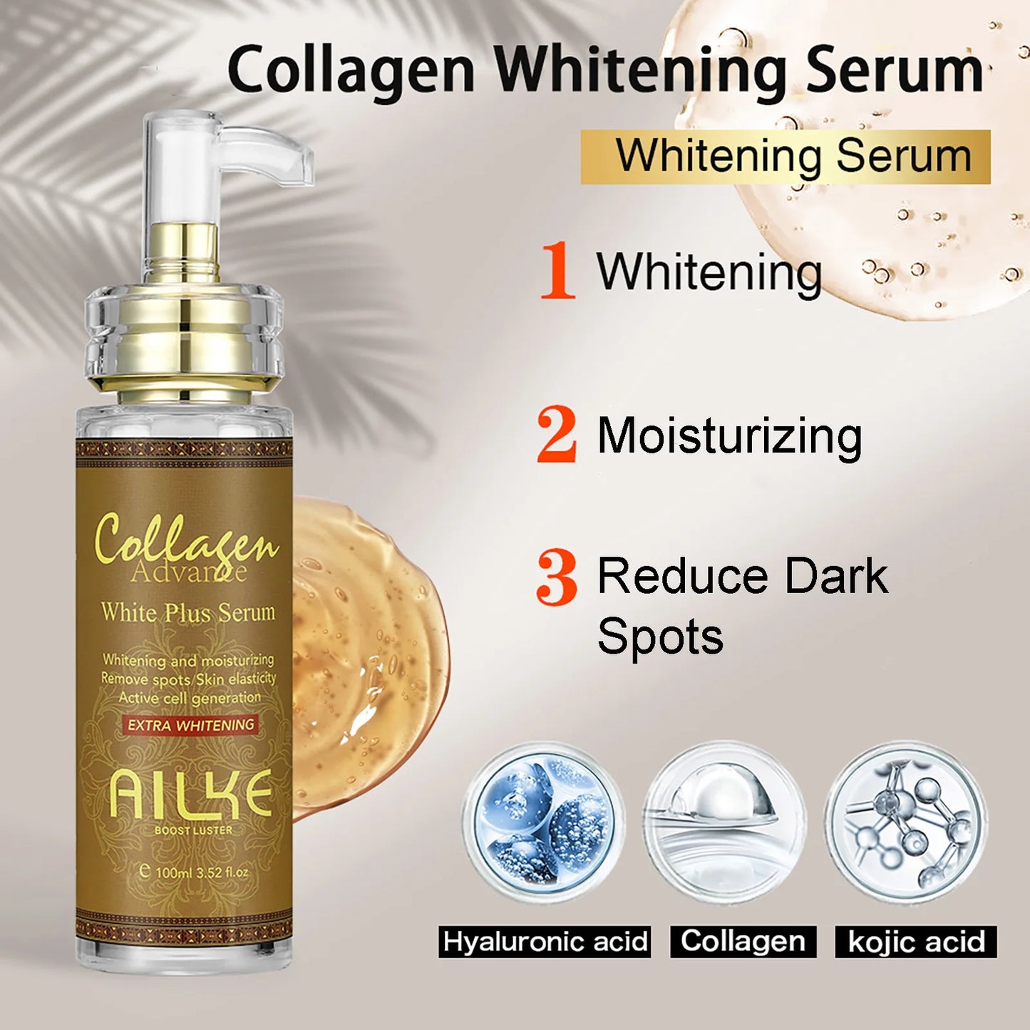 AILKE Whitening Face Serum With Organic Collagen For Even Tone