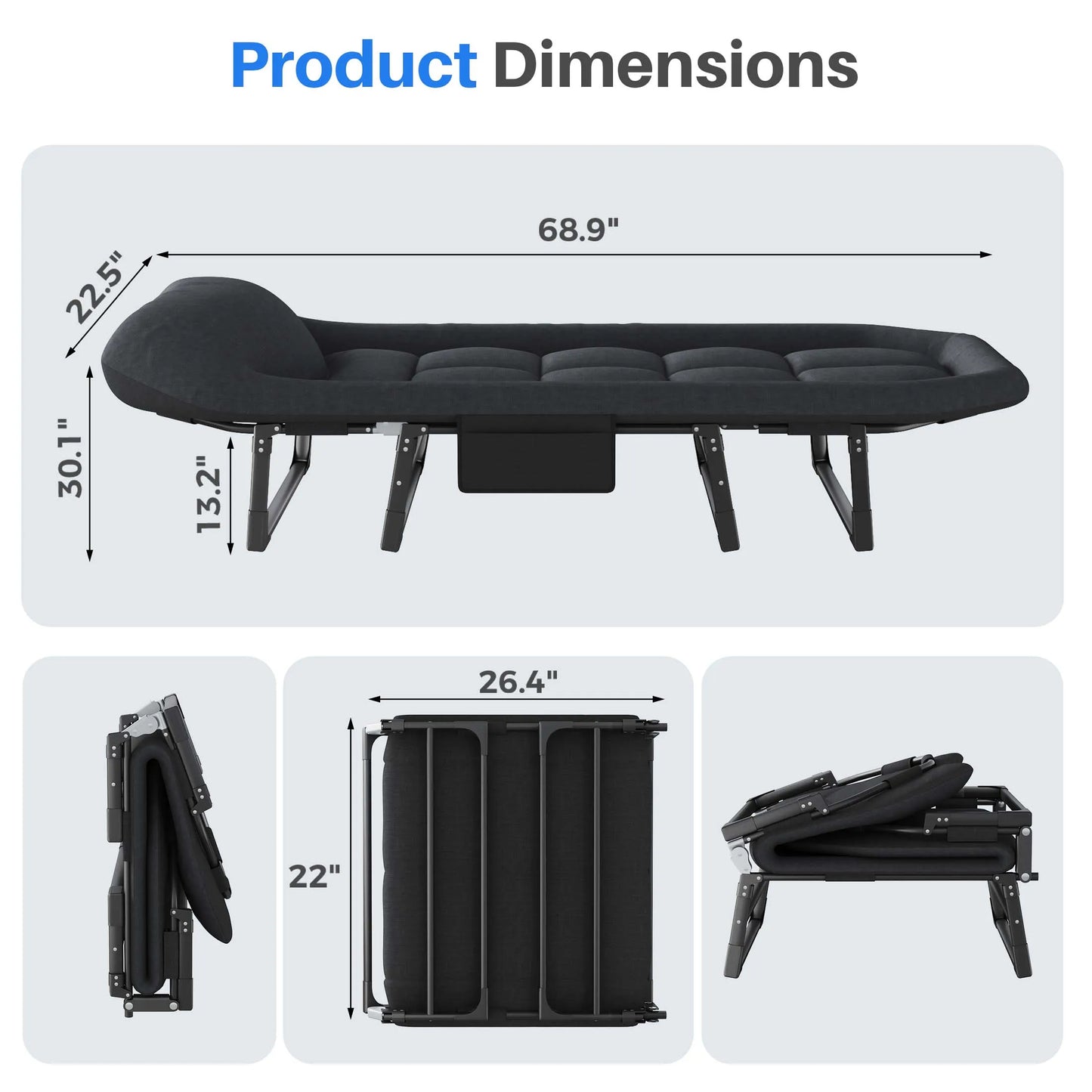 JHK Folding Camping Cot With Mattress, Lightweight 450 Lb Capacity