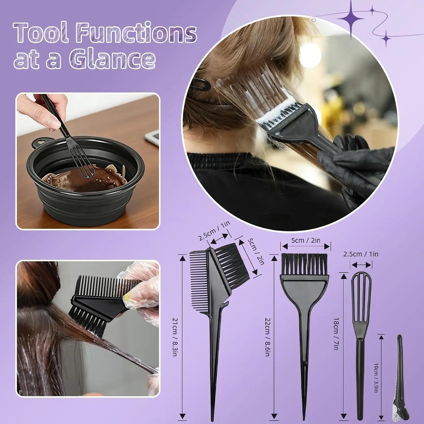 14 Piece Hair Coloring Kit With Brush Bowl Clips Gloves