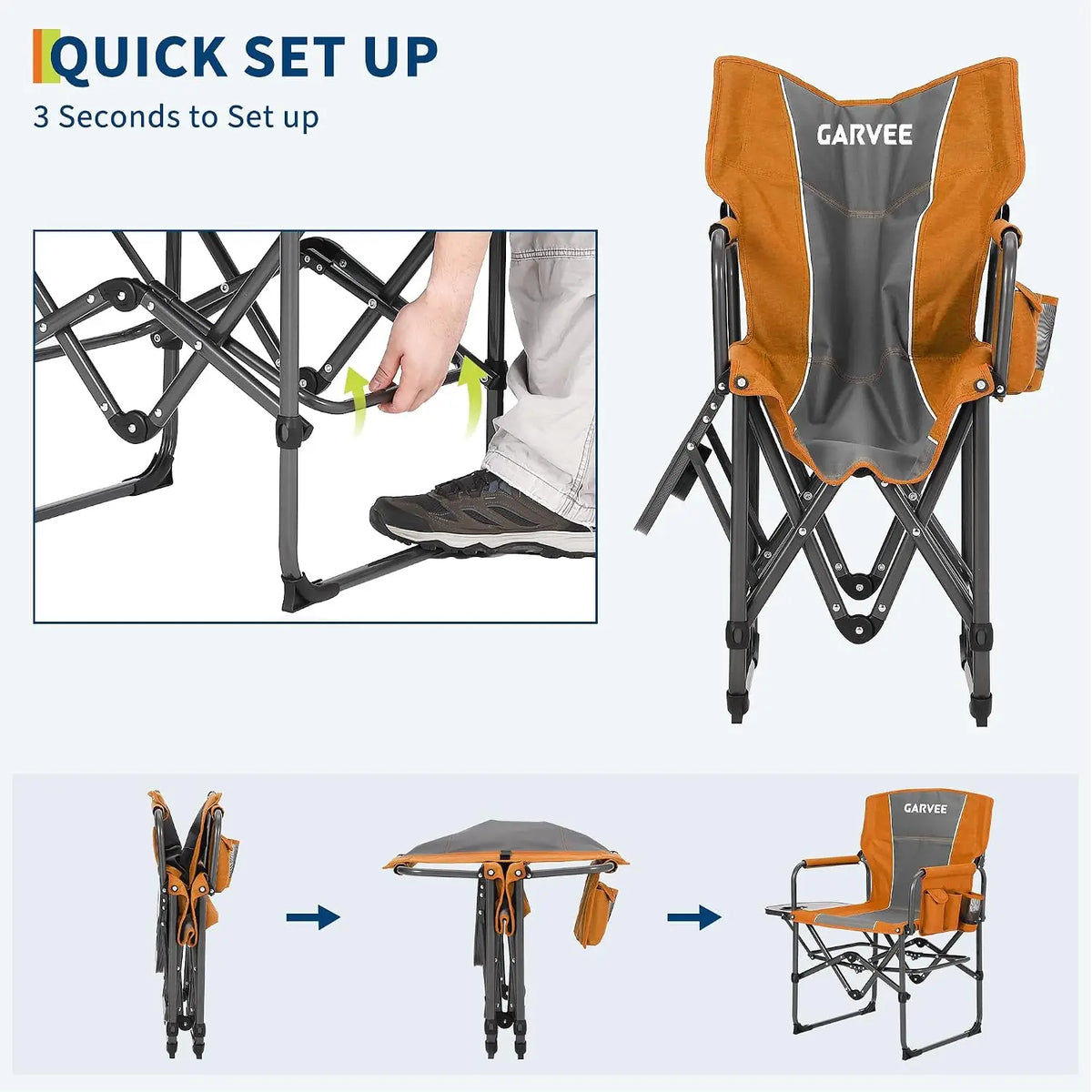 Tacleekii Oversized Folding Camping Chair With Side Table And Pocket