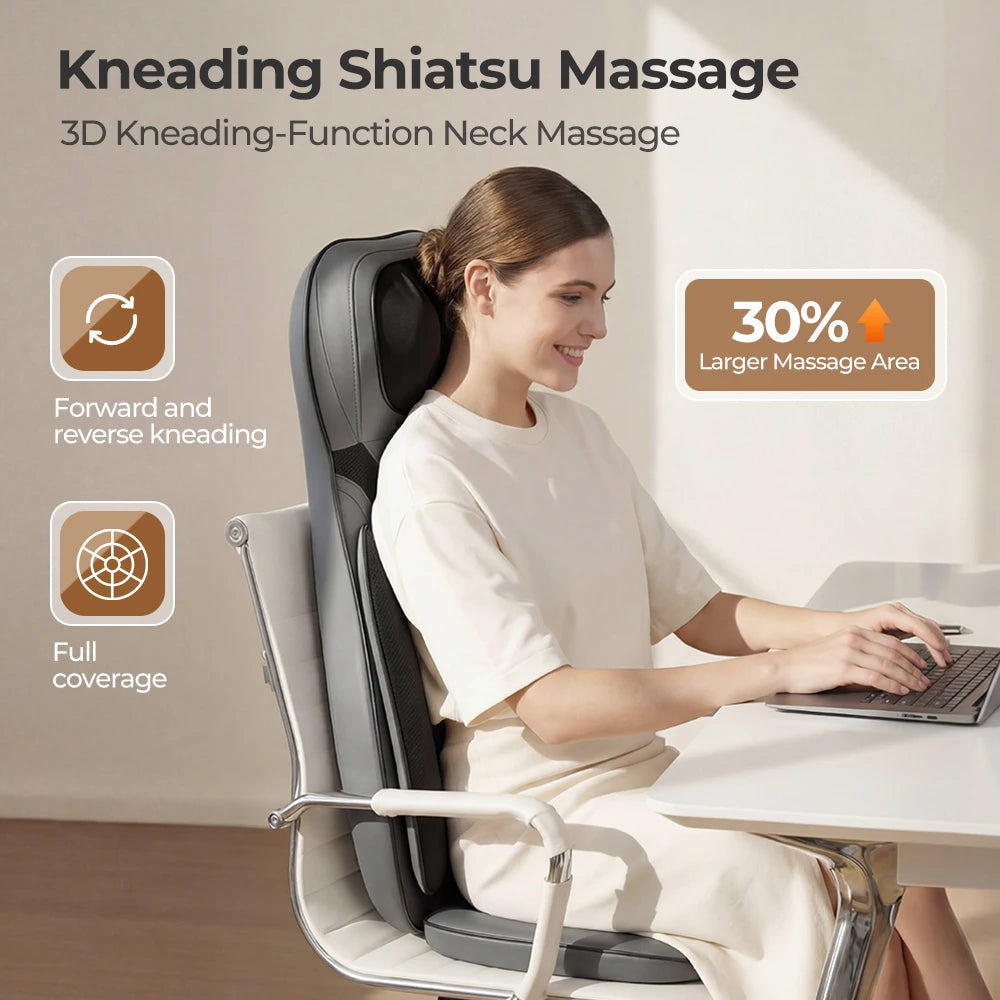 HIMOUTA Shiatsu Neck Back Massager With Heat For Office Chair