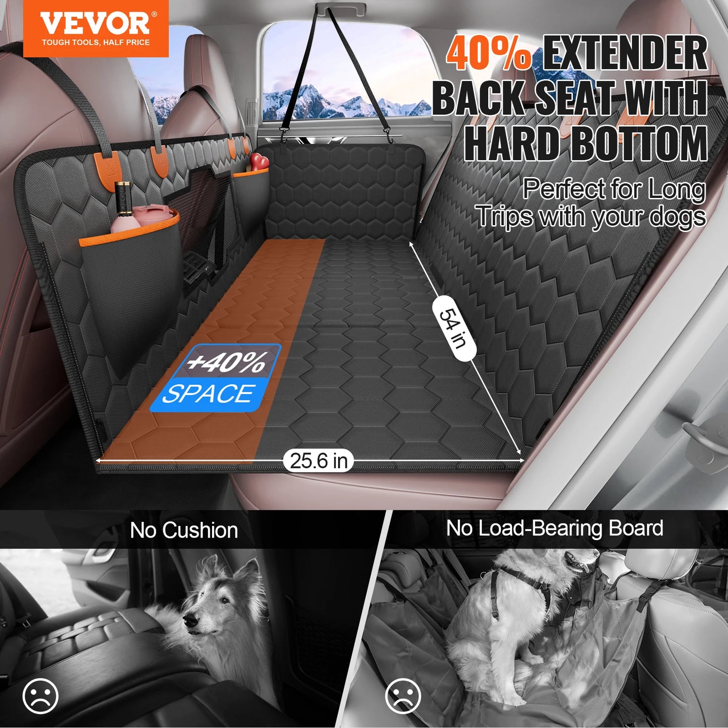 SucceBuy Back Seat Dog Car Bed Cover With Mesh Window