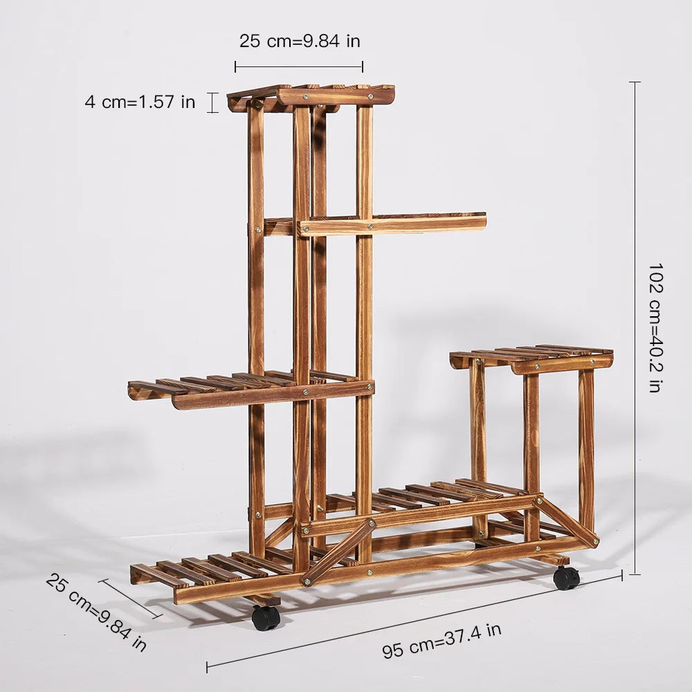 Six Tier Wooden Plant Stand Display Rack For Home Garden