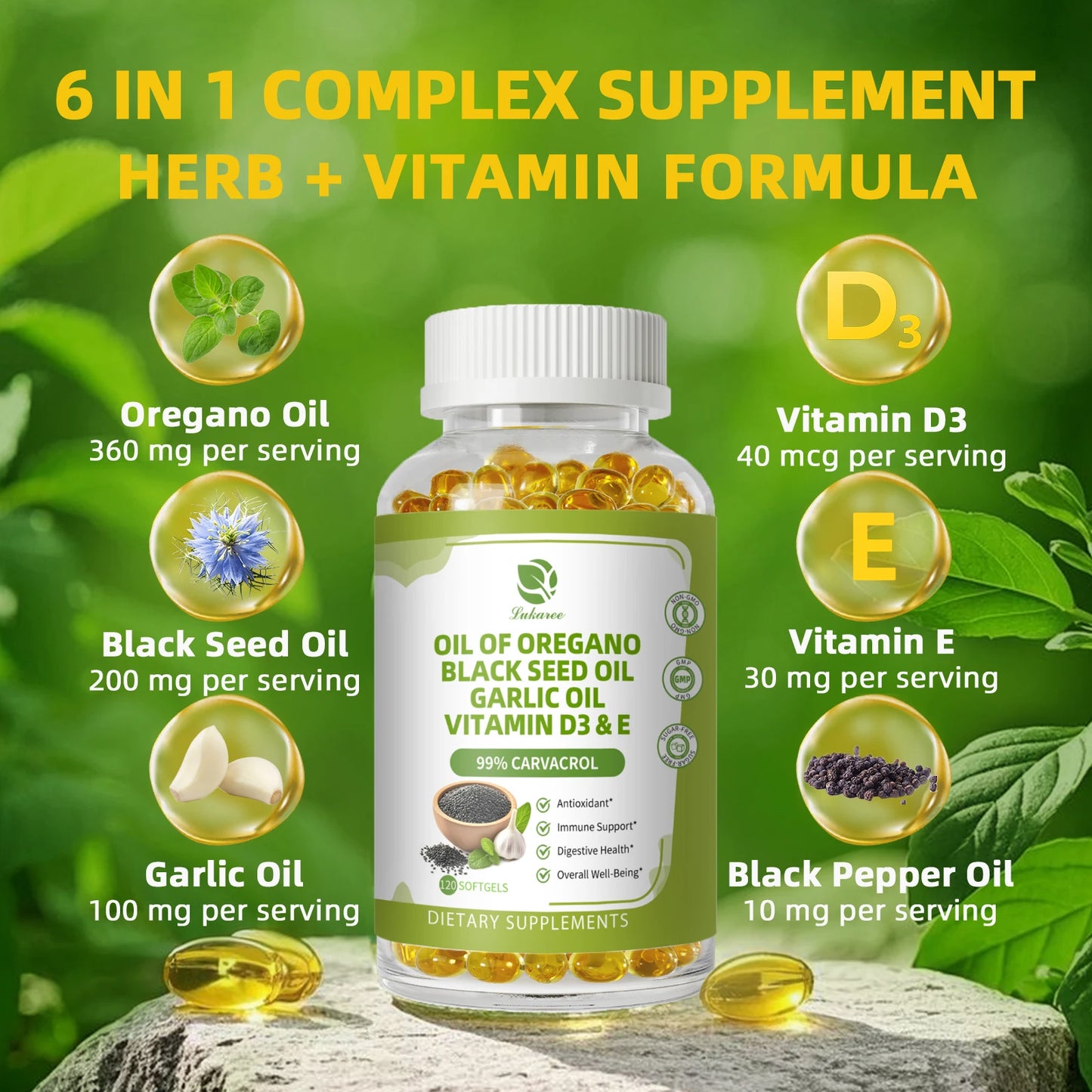 Beworths Oregano Oil Capsules With Black Seed Garlic Oil D3