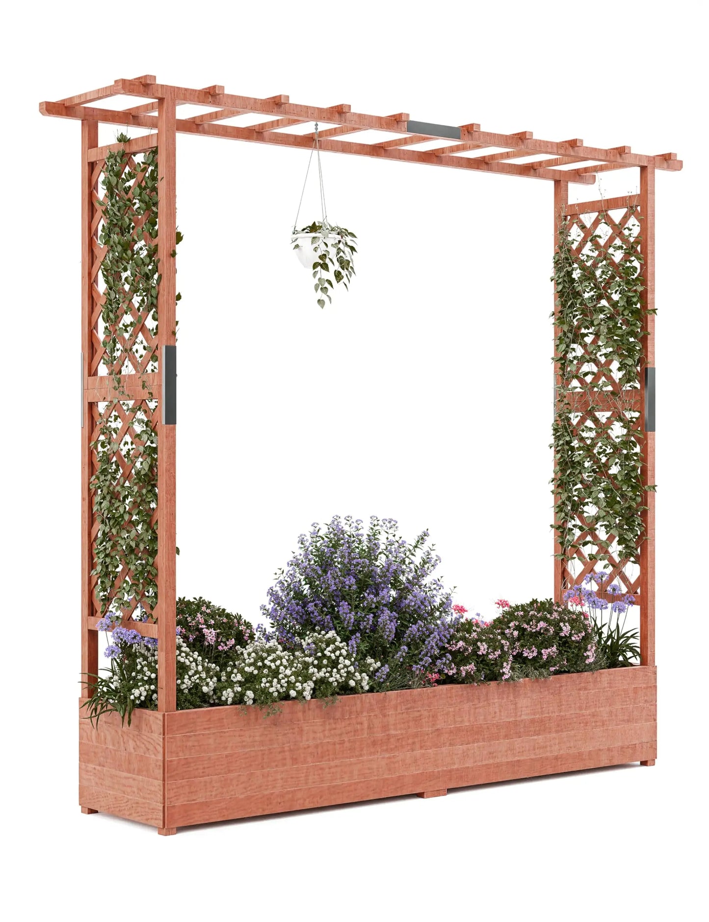 HiMISS Wooden Raised Garden Bed With Arched Trellis Planter