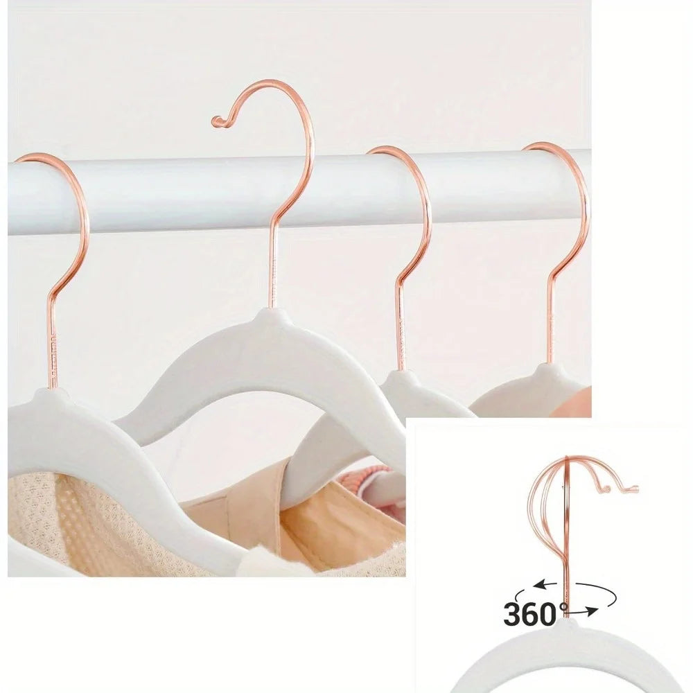 DIAMRI 50pc Rotating Velvet Non-Slip Hangers With 360 Degree Hook