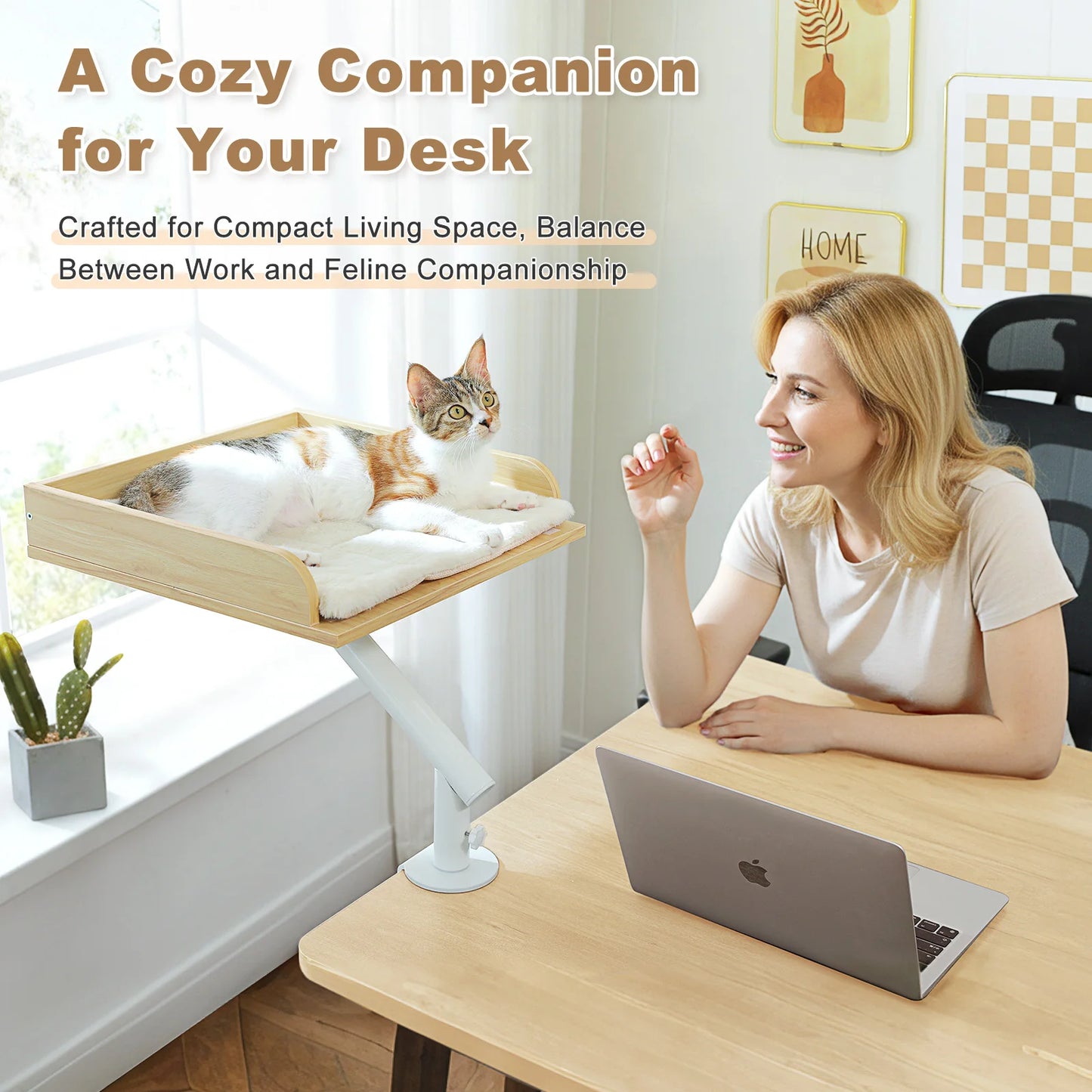 PAWZ Road Rotatable Cat Desk Bed With Adjustable Plush Hammock