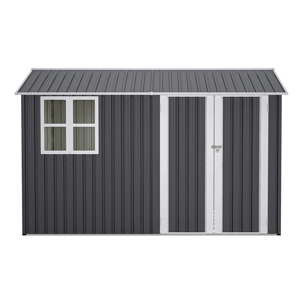 GIHAUVIA Outdoor Steel Storage Shed With Lockable Doors