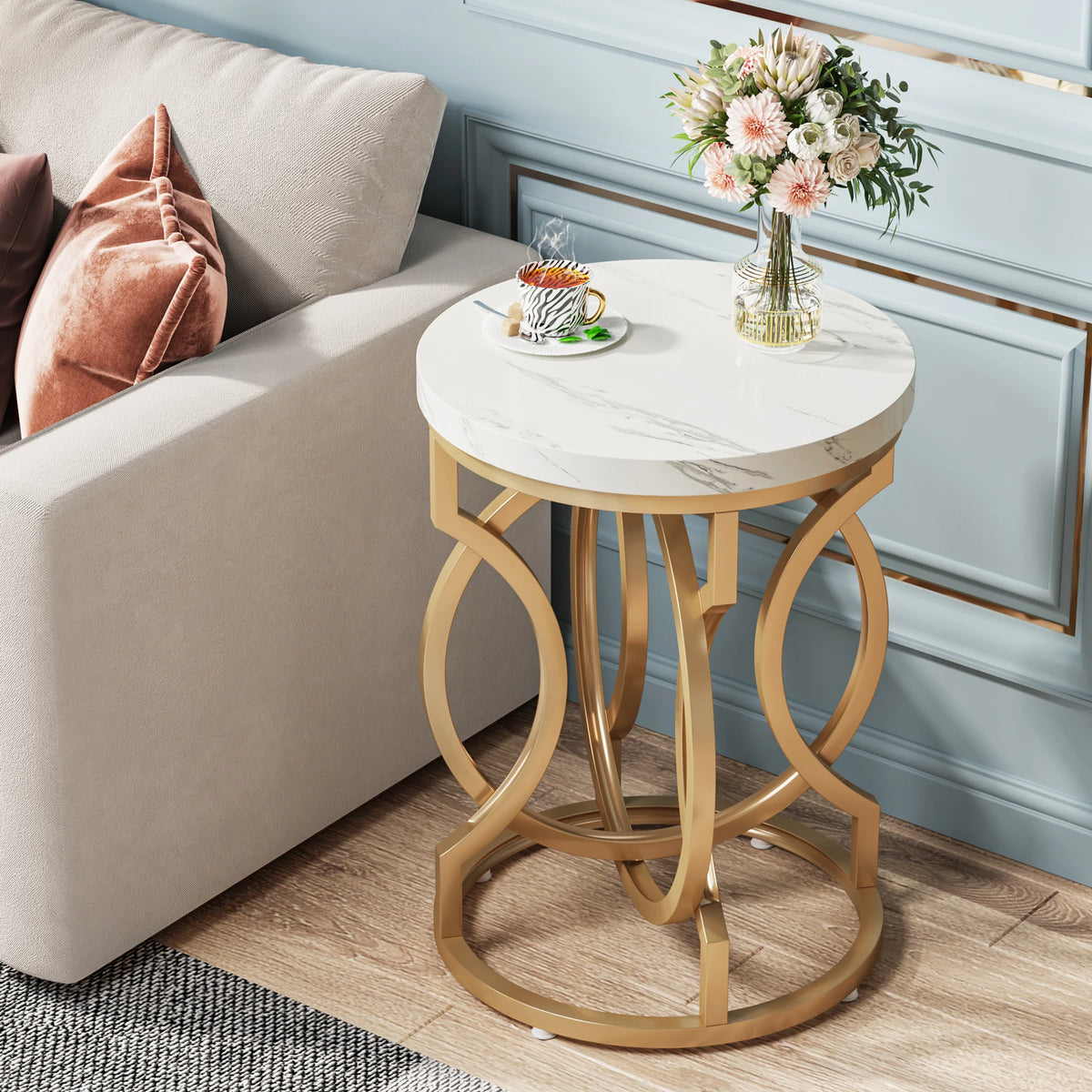 Tribesigns Modern Round End Table With O-Shaped Base