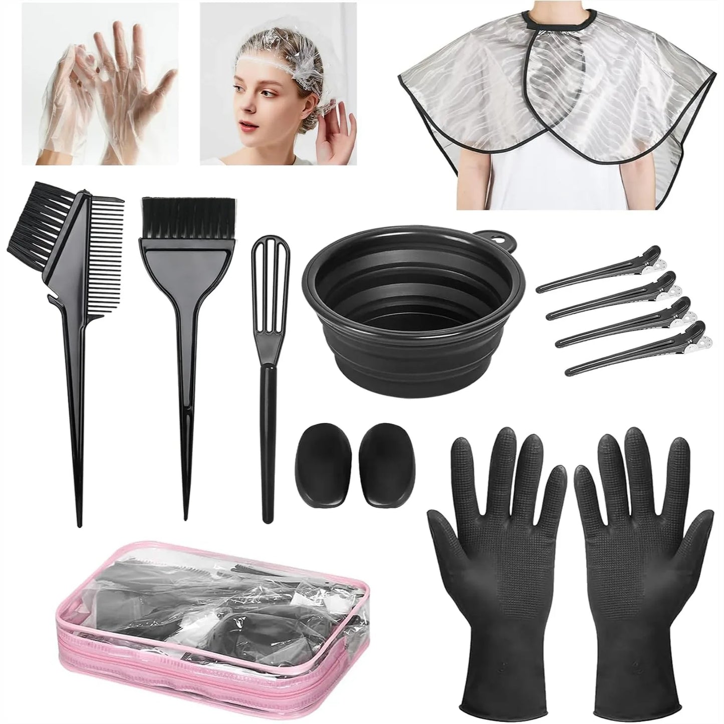 14 Piece Hair Coloring Kit With Brush Bowl Clips Gloves