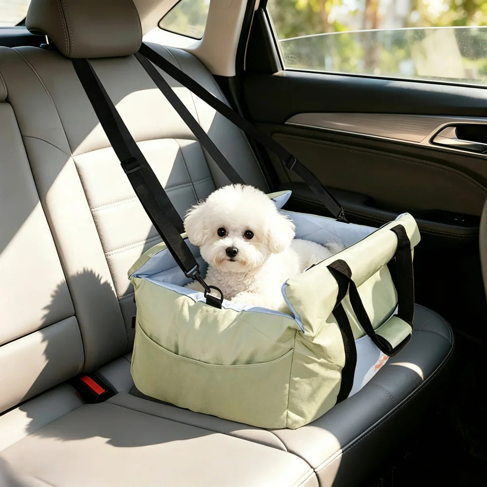 Borwart Portable Dog Car Seat Travel Bed With Safety Belt