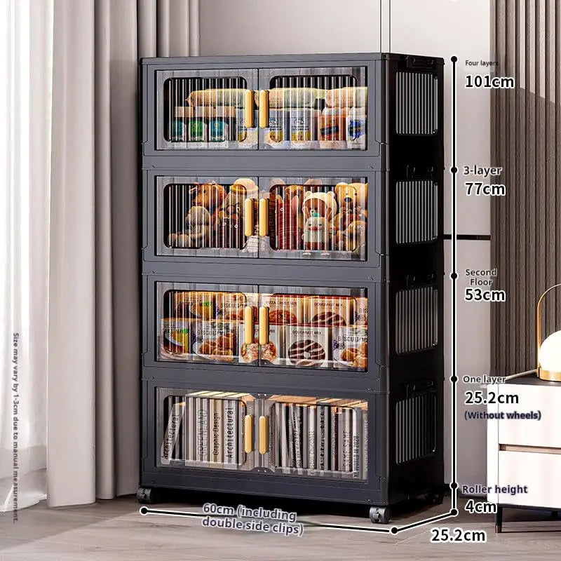 4-Tier Stackable Storage Bins With Lid Foldable Plastic Drawers