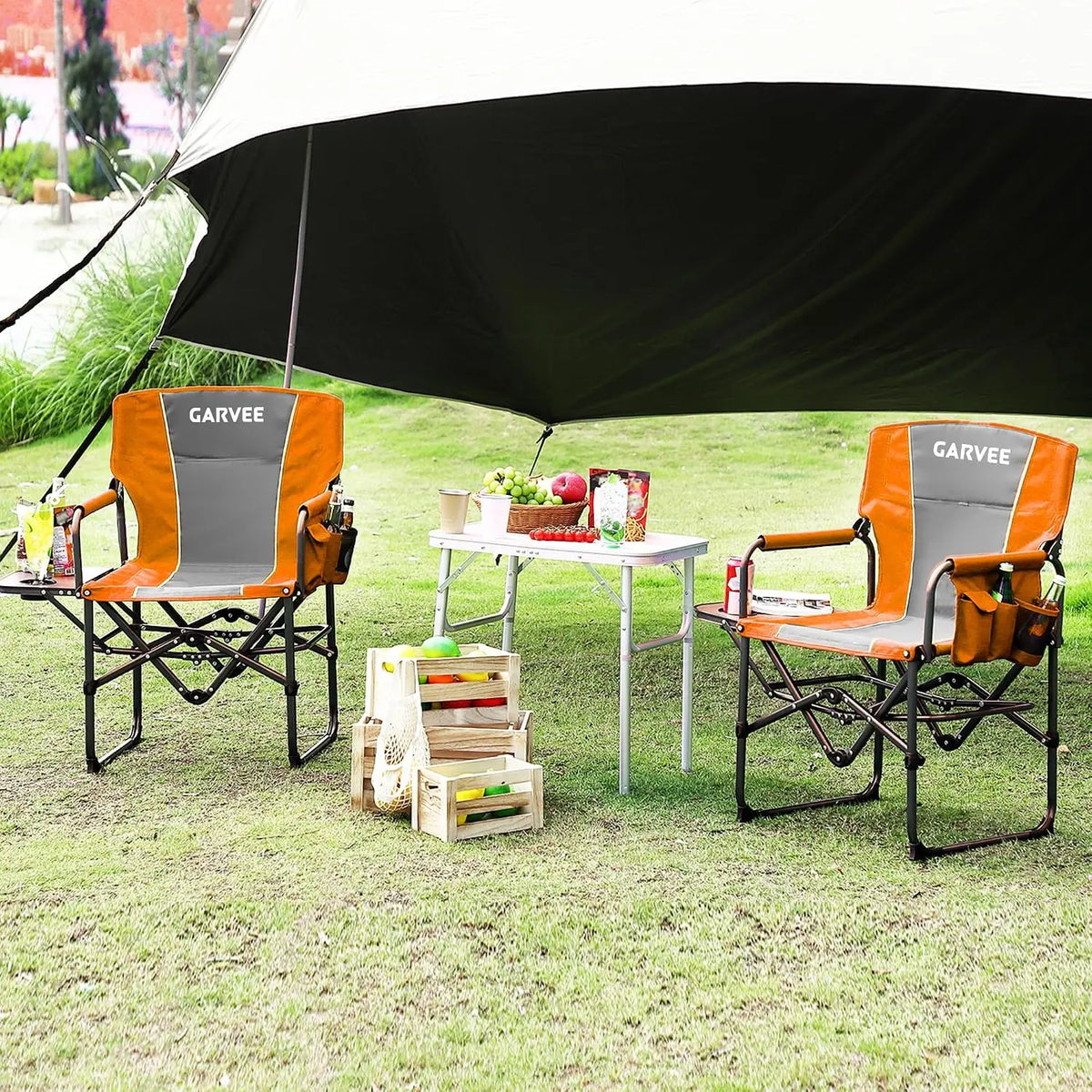 Tacleekii Oversized Folding Camping Chair With Side Table And Pocket