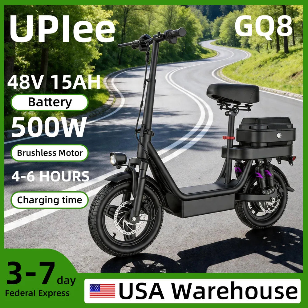 UPlee GQ8 Folding Electric Bicycle With Trunk And Shock Support