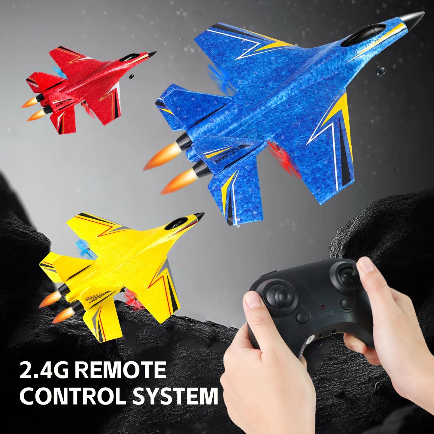 HW33 RC Fighter Jet Toy With 6-Axis Gyroscope Foam Airframe