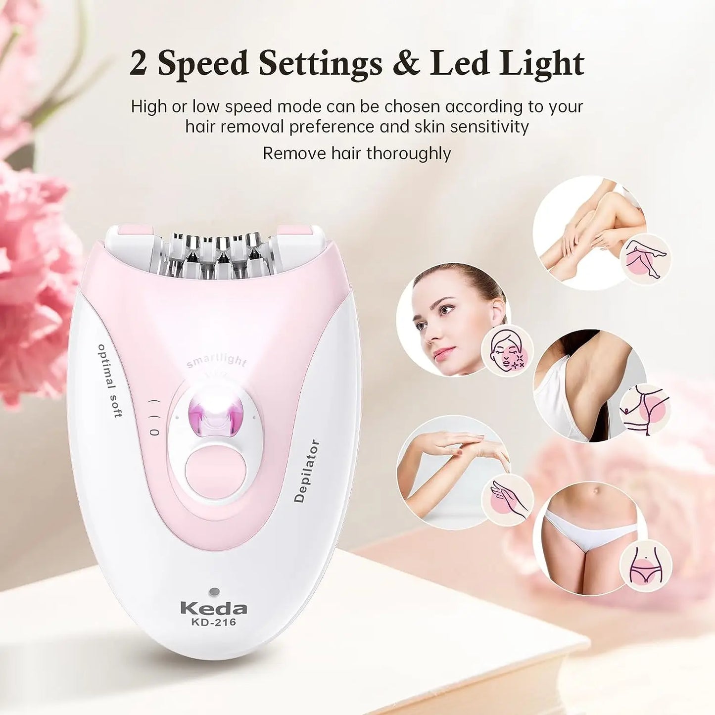 Portable USB Rechargeable Hair Removal Device With Light For Smooth Skin