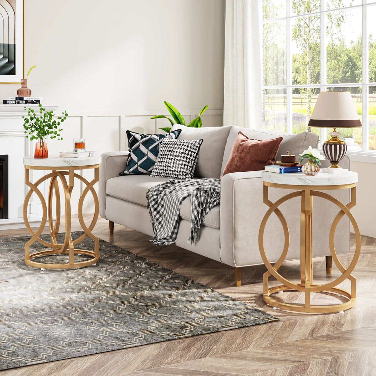 Tribesigns Modern Round End Table With O-Shaped Base