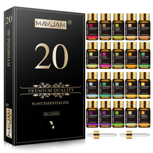 MAYJAM 20 Piece Essential Oil Gift Box Set For Diffusers