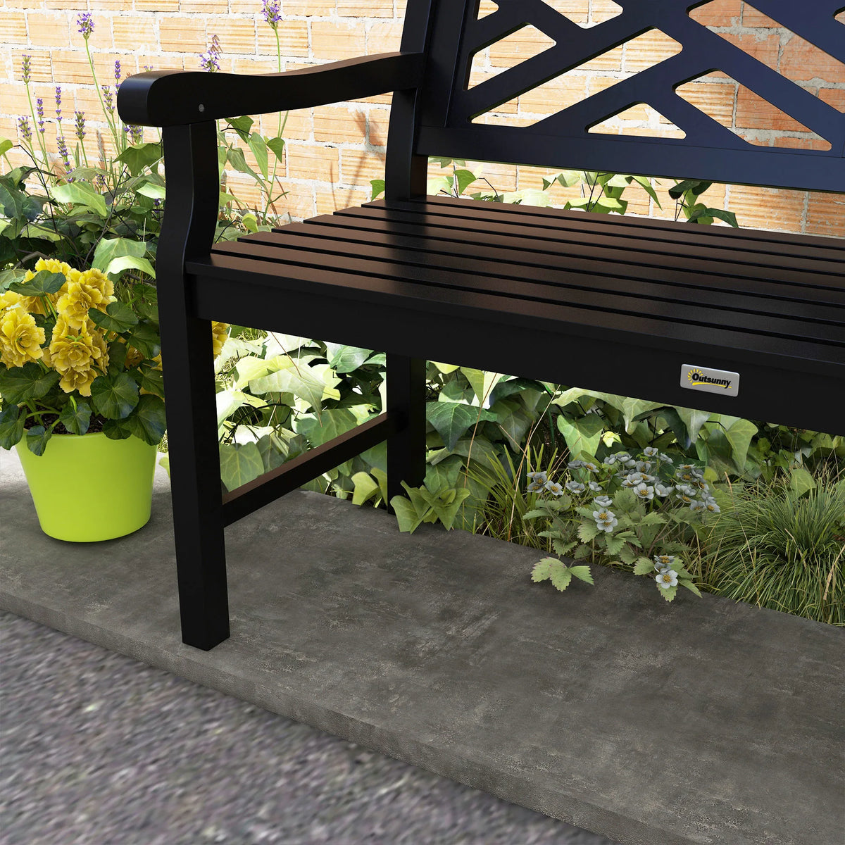 Outsunny Outdoor Garden Bench With Slatted Seat And Backrest