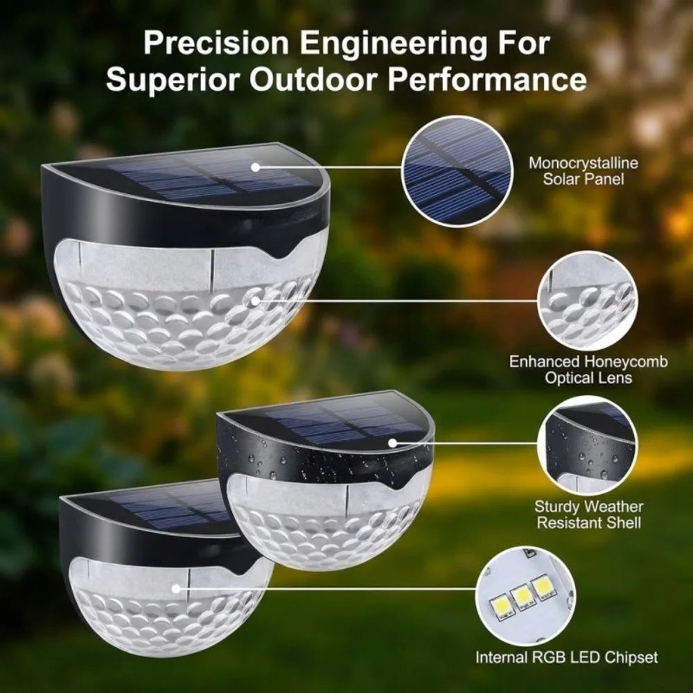 6 Pack Solar Powered RGB Fence And Deck Lights Waterproof
