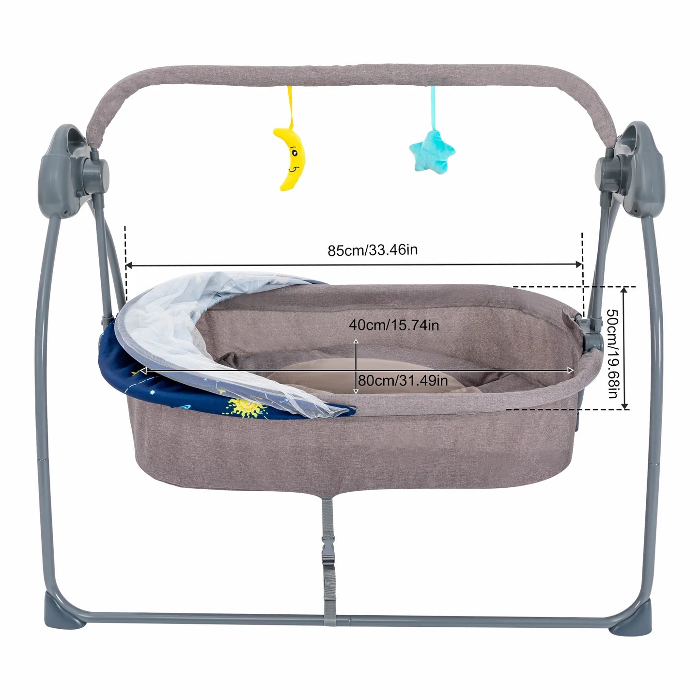 Bymaocar Baby Cradle Swing With Remote Control 5 Speeds
