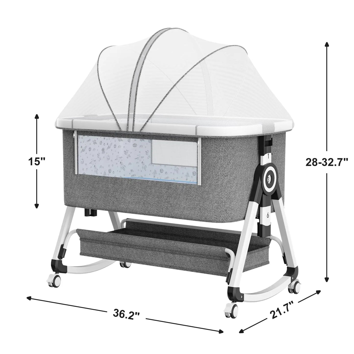 Jetting Baby Bassinet Bedside Sleeper With Mosquito Net And Storage