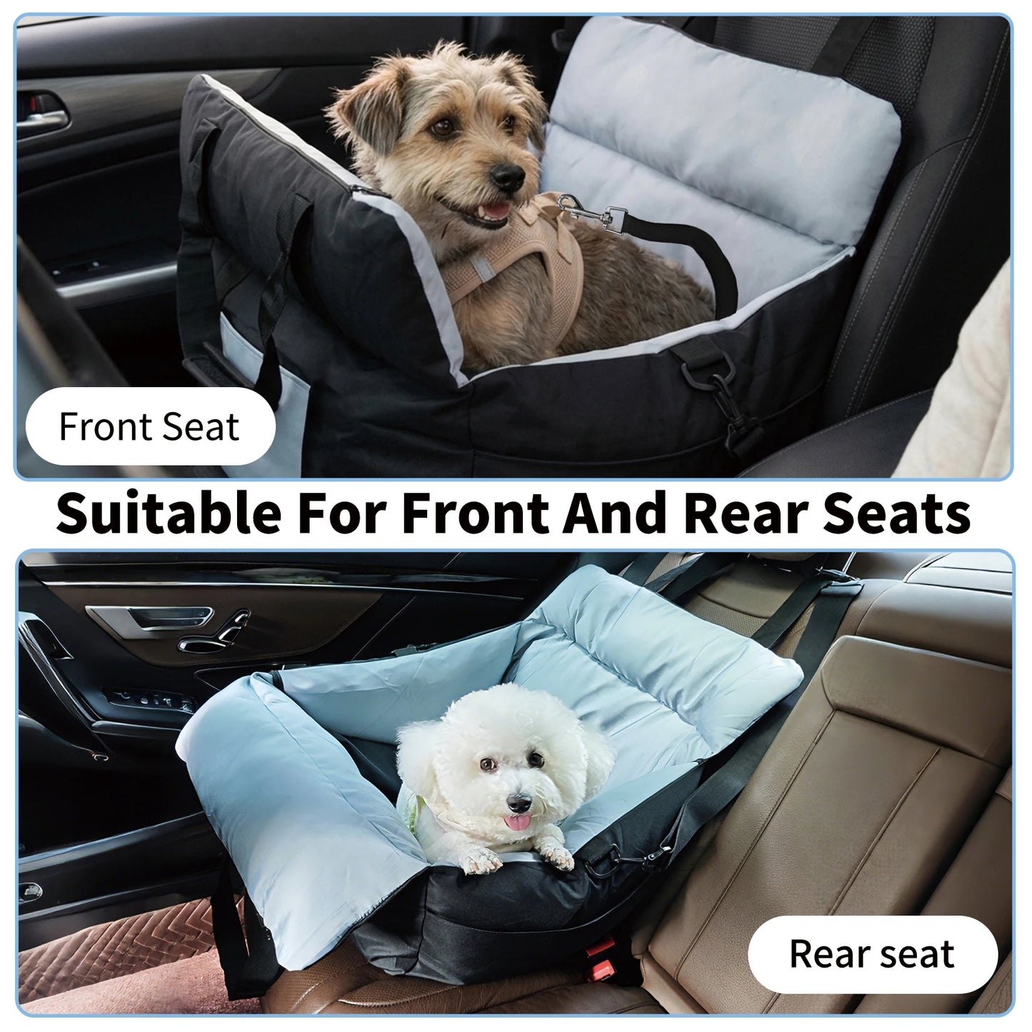 Borwart Portable Dog Car Seat Travel Bed With Safety Belt