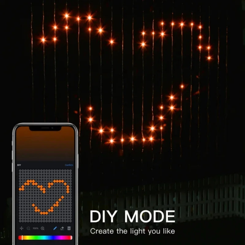 App Controlled Led Curtain Lights Music Mode Waterproof Design