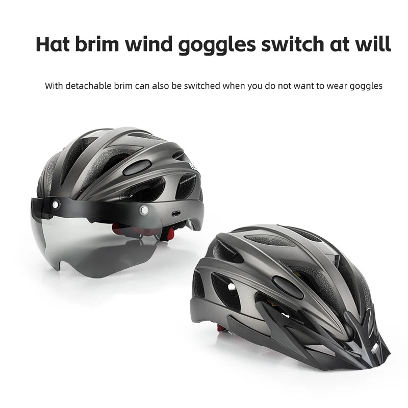 RockBros Cycling Helmet With Goggles Integrated Safety For Men Women