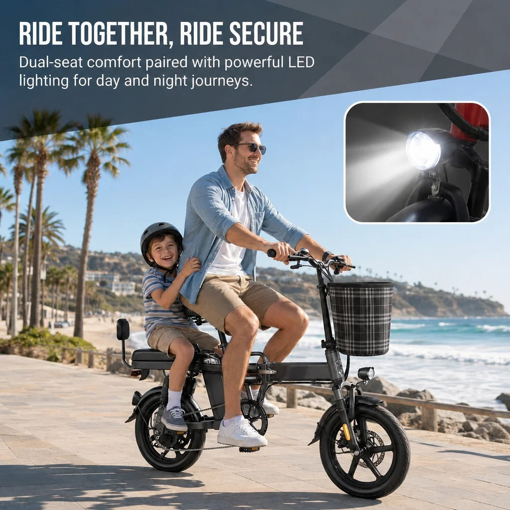 Foldable Electric Commuter Bike With Powerful Motor And Front Basket