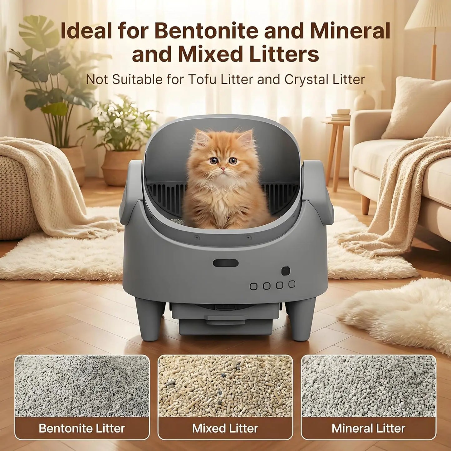 HiMISS 8L Smart Open Automatic Self-Cleaning Cat Litter Box With WiFi App