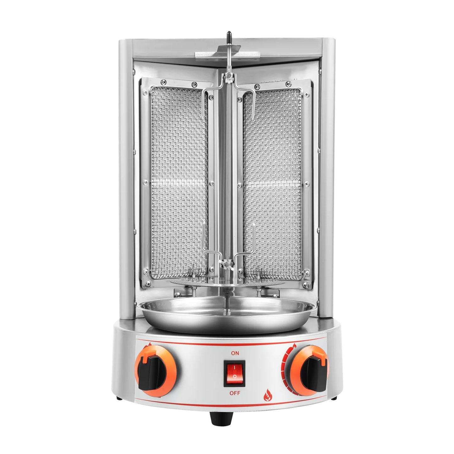 Electric Vertical Broiler 360° rotating Shawarma Gas Rotisserie Gyro Grill Machine with 2 Burner for Commercial Home Kitchen
