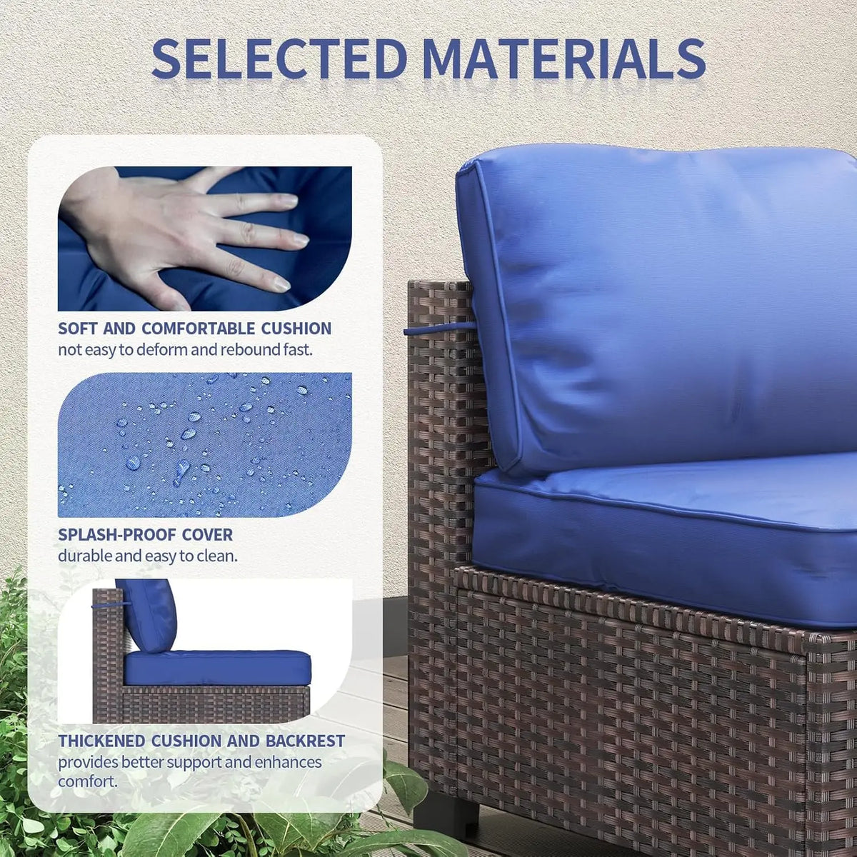 HiMISS Modular Outdoor Rattan Sectional Sofa Set For Garden Patios