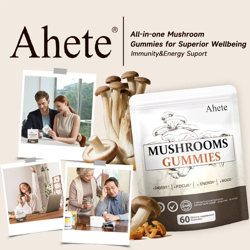 Ahete Mushroom Gummies Seven Mushroom Blend For Digestive Support