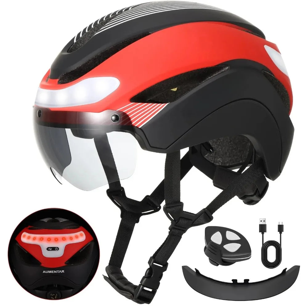 LUMDEER Road Bicycle Helmet With Turn Signals Magnetic Goggles