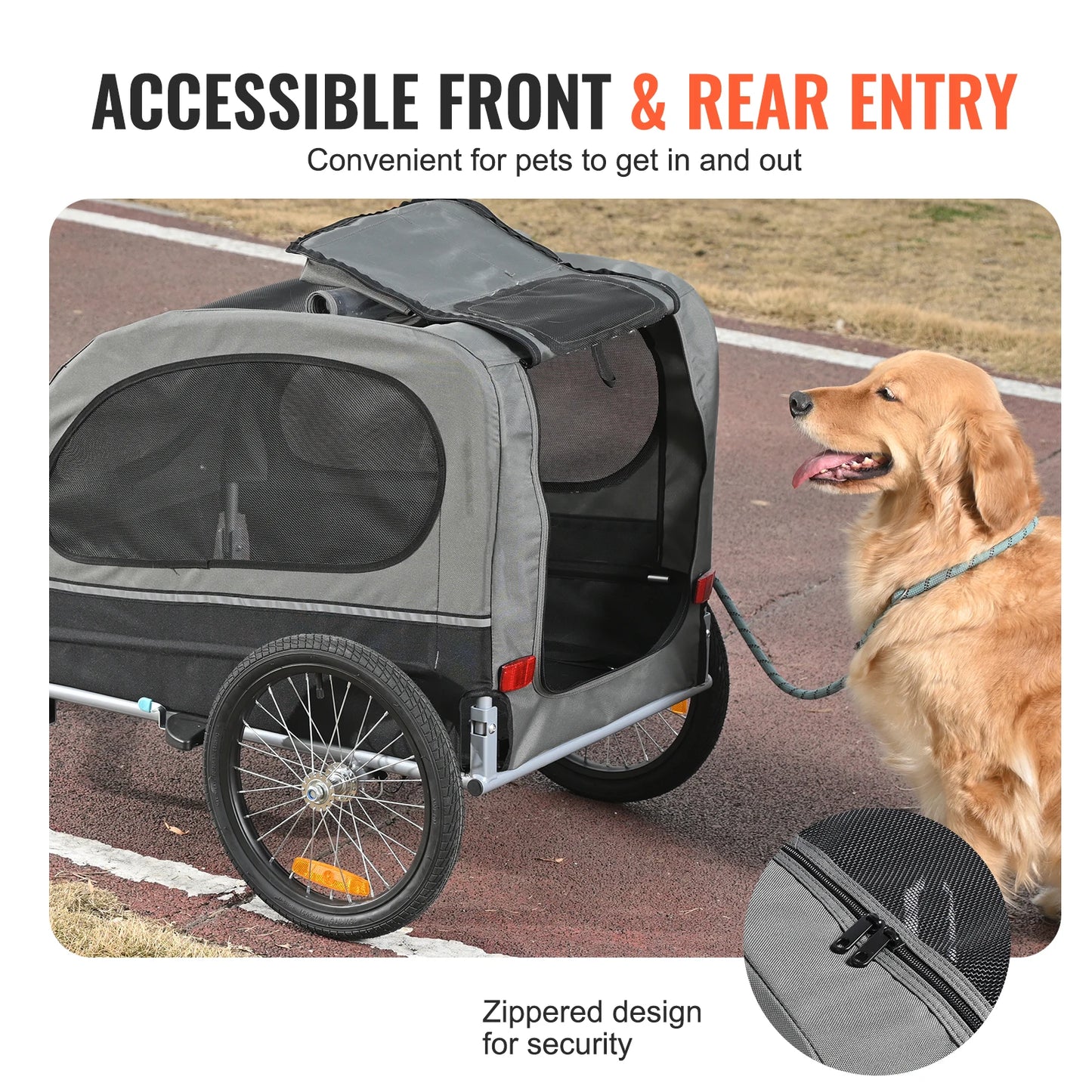 Dog Bike Trailer Cart For Dogs Collapsible Pet Carrier