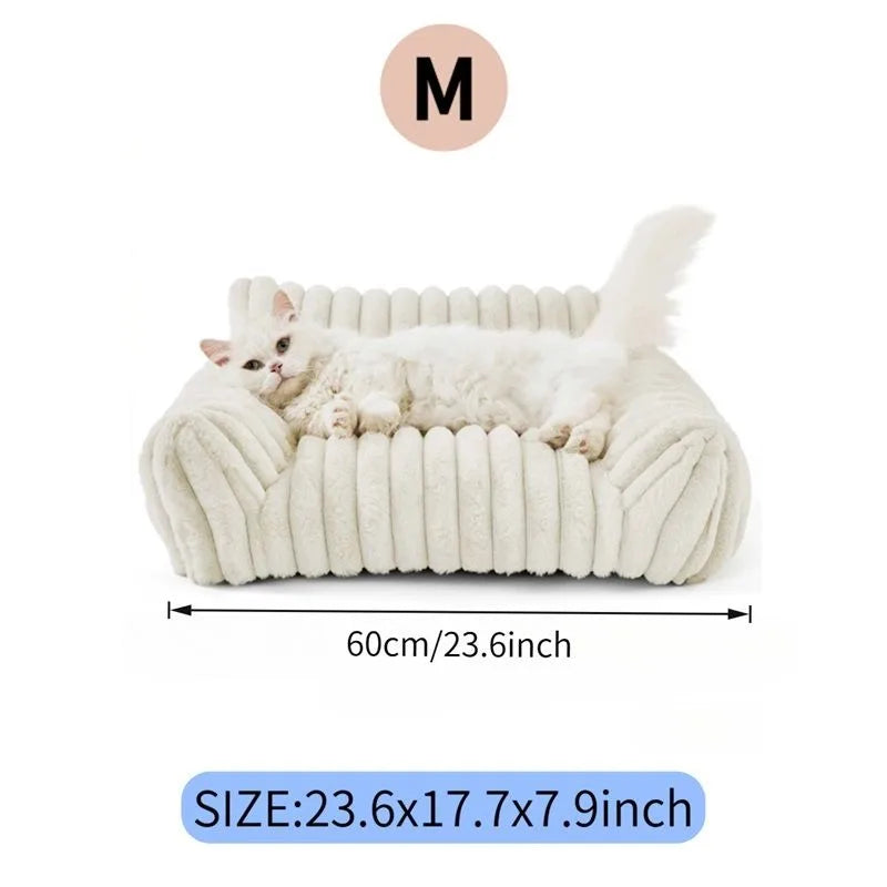 Plush Pet Sofa Bed With Coral Fleece And Removable Cover