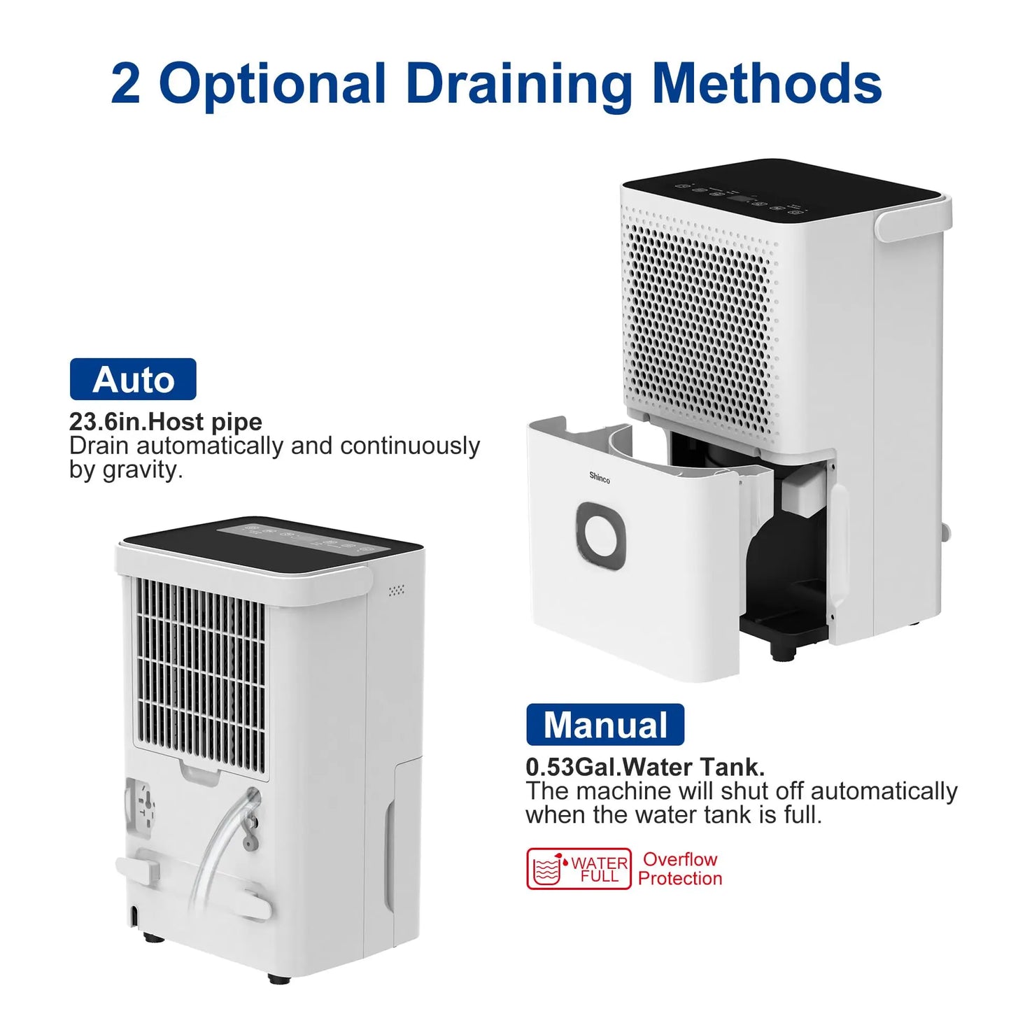 Shinco 30 Pint Dehumidifier For Home And Basements Drain Hose