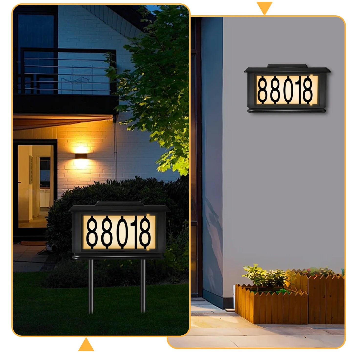 Solar Outdoor House Number Address Sign Light With Stake Lamp