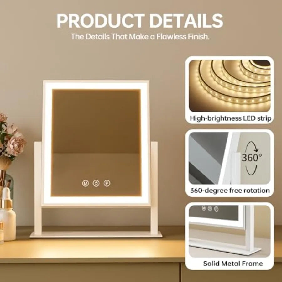 Lighted Makeup Vanity Mirror With Dimmable Touch Controls And Rotation